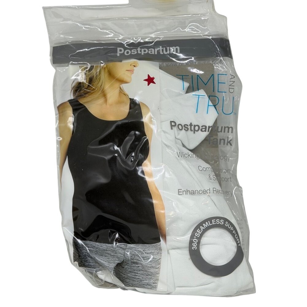 NEW Time and Tru Postpartum Womens Tank Large White Seamless Support Compression